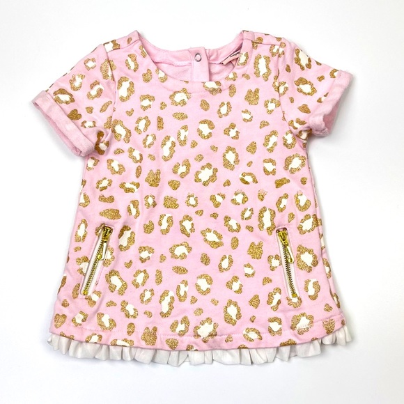 JUICY COUTURE Baby Pink Leopard Ruffle Dress 12 M - Picture 2 of 16